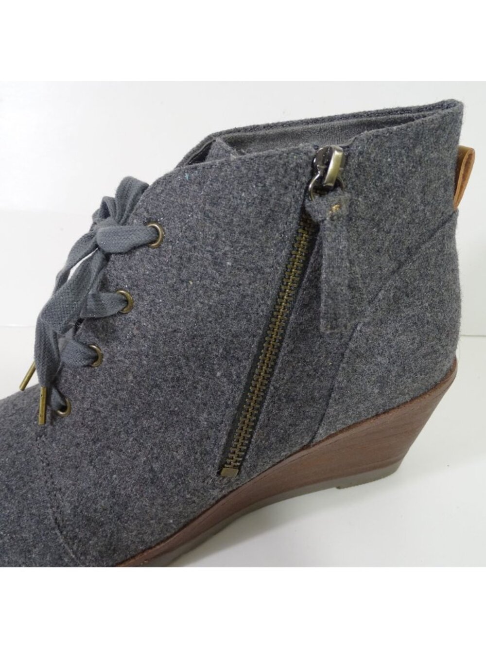 Dr Scholls Gray Wedge Ankle Boots Booties Women Size 10 M Polyester Wool Blend - Picture 2 of 10